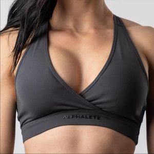 ❌SOLD❌ ALPHALETE SURFACE WRAP BRA DARK GREY